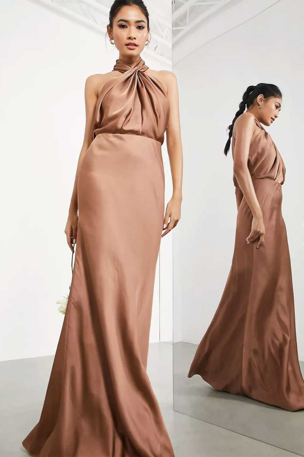Feelthelion prom dresses 2022 ASOS satin ruched halter 